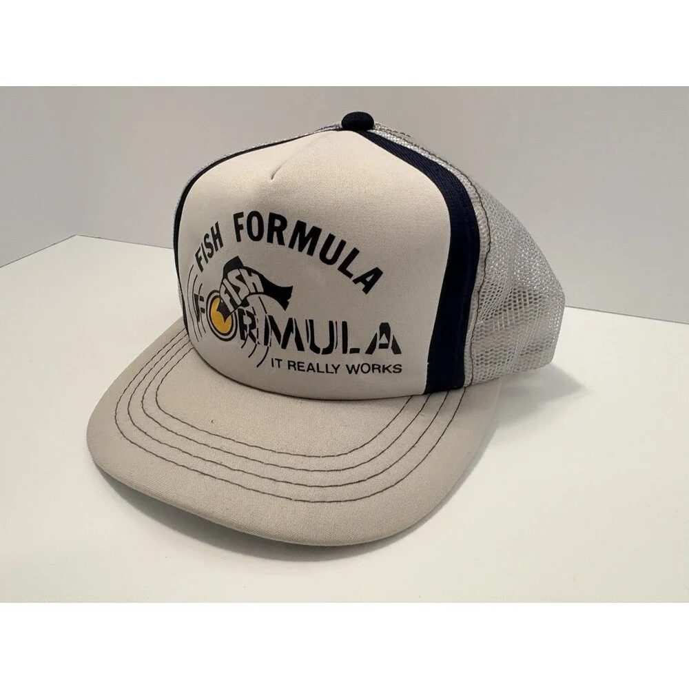 FISH FORMULA SnapBack Hat Trucker VTG 60% Cotton Gray OSFA It Really Works.